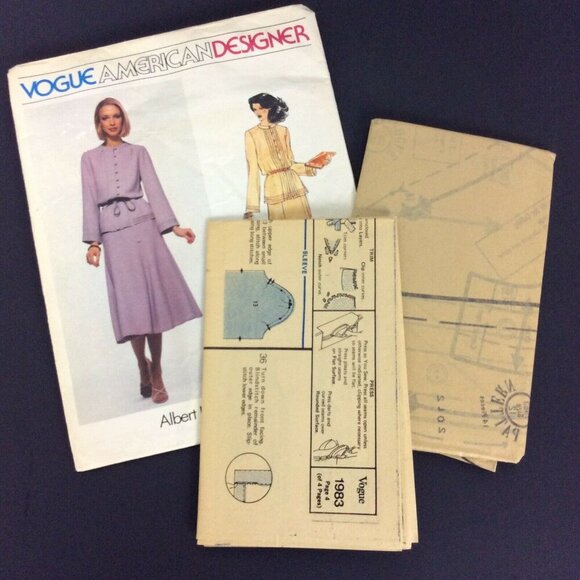 Vogue Pattern 1983 Albert Nipon Misses Dress & Belt Size 12 Vintage Uncut - Picture 3 of 3